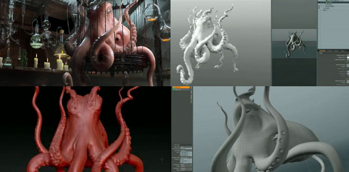 MODOとZbrushを使って作られたフォトリアルなタコ作品「Evil Octopus」のメイキング映像