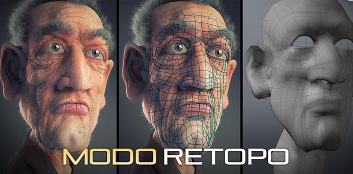 MODOで分割されたZbrushデータをリトポロジーするチュートリアル動画が販売されてます。