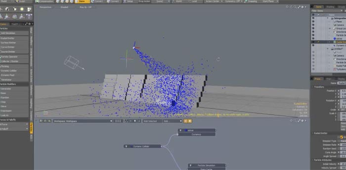 modo701でパーティクルを使った作業中の動画が公開されてます。