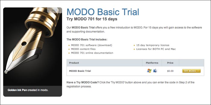MODO701を15日間無料で体験する事が出来ますよ。