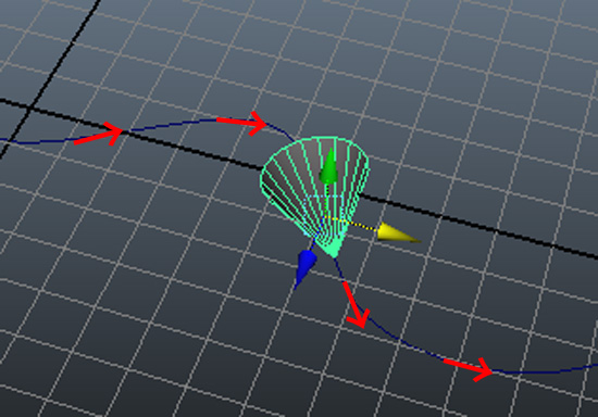 MAYAでCVカーブに沿ってオブジェクトを移動させる接線コンストレインの使い方。