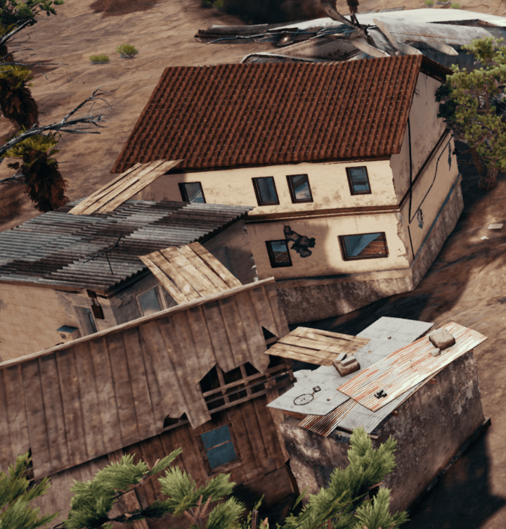 PUBG　新しい砂漠マップは家の屋根を板で歩く事が可能になる！画像あり